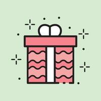 christmas gift box icon with lineal color style vector