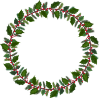 Christmas wreath illustration on transparent background. png