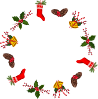 Christmas wreath illustration on transparent background. png