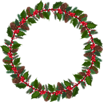 Christmas wreath illustration on transparent background. png