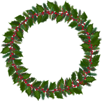 Christmas wreath illustration on transparent background. png