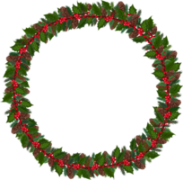 Christmas wreath illustration on transparent background. png