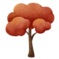 Autumn watercolor illustration of a red tree png