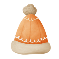 Autumn watercolor illustration of an orange woolen hat png