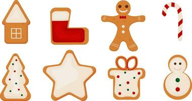 Set of Christmas gingerbread on an isolated background. Vector illustration.