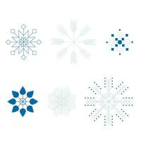 A set of blue snowflakes. Collection of snowflakes for Happy New Year, Merry Christmas. Vector illustration.