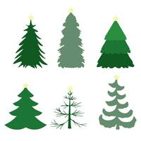 a set of different Christmas trees with a star on top. vector illustration