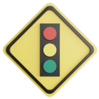 Traffic signal ahead sign clipart flat design icon isolated on transparent background, 3D render road sign and traffic sign concept png