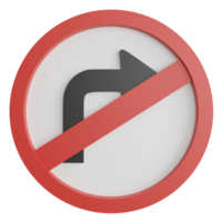 No right turn sign clipart flat design icon isolated on transparent background, 3D render road sign and traffic sign concept png