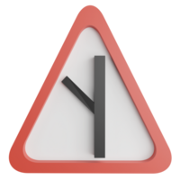 y-Kreuzung links Zeichen Clip Art eben Design Symbol isoliert auf transparent Hintergrund, 3d machen Straße Zeichen und der Verkehr Zeichen Konzept png