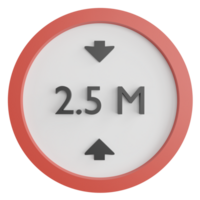 la taille limite 2,5 mètres signe clipart plat conception icône isolé sur transparent arrière-plan, 3d rendre route signe et circulation signe concept png