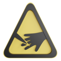 Beware sharp elements sign clipart flat design icon isolated on transparent background, 3D render road sign and traffic sign concept png