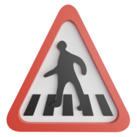 Pedestrian crossing sign clipart flat design icon isolated on transparent background, 3D render road sign and traffic sign concept png