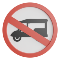 No tuk tuk sign clipart flat design icon isolated on transparent background, 3D render road sign and traffic sign concept png