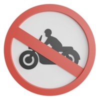 No motorcycle sign clipart flat design icon isolated on transparent background, 3D render road sign and traffic sign concept png