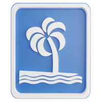 spiaggia cartello clipart piatto design icona isolato su trasparente sfondo, 3d rendere strada cartello e traffico cartello concetto png