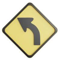 Curve sign clipart flat design icon isolated on transparent background, 3D render road sign and traffic sign concept png