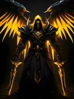 golden warrior with wings. high quality illustration photo