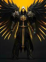 golden warrior with wings. high quality illustration photo