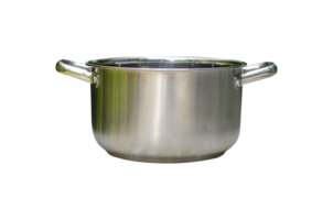 Stainless steel pot. Side view. on transparent background png