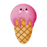 Cute ice cream cones with fun faces png