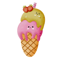 Cute ice cream cones with fun faces png