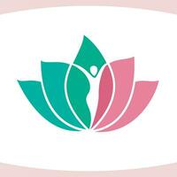 bienestar salud mujer loto hojas logo vector