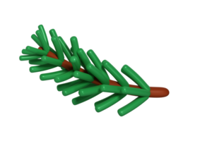 3D Green Lush Spruce Branch Isolated. Render Abstract Evergreen Tree, Fir Branch. Happy New Year Decoration. Merry Christmas Holiday. New Year and Xmas Celebration Illustration png