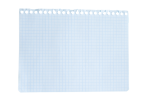 schließen oben von ein Weiß zerrissen Stück von zottig kariert Papier Hintergrund mit Exemplar. zerrissen Papier transparent png