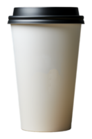 enkel vit plast kopp attrapp mall med svart lock, ai generativ png