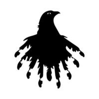 Abstract eagle illustration. Black silhouette on a white background. Vector. Icon, logo. Template. Abstract depiction of bird, falcon, hawk, a noble predatory bird. Quetzalcoatlus. Aztec deity vector