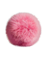 Pink fur ball isolated on transparent background, created with generative AI png