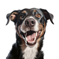 Very happy smiling dog portrait isolated on transparent background, created with generative AI png
