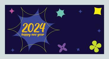 Happy New Year 2024 with colorful Minimalistic trendy design. Happy New Year 2024 square template. greeting background designs, New Year, and social media promotional content. Vector illustration