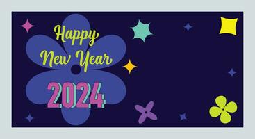 Happy New Year 2024 with colorful Minimalistic trendy design. Happy New Year 2024 square template. greeting background designs, New Year, and social media promotional content. Vector illustration