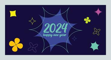 Happy New Year 2024 with colorful Minimalistic trendy design. Happy New Year 2024 square template. greeting background designs, New Year, and social media promotional content. Vector illustration
