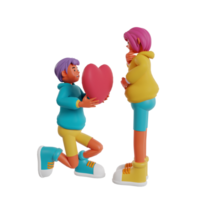 Retro couple 3d render icon png