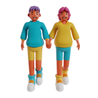 retro casal 3d render ícone png