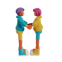 retro casal 3d render ícone png