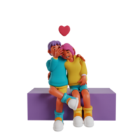 retro casal 3d render ícone png