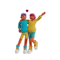 Retro couple 3d render icon png