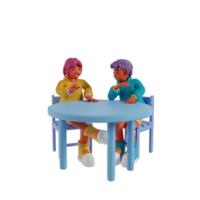 Retro couple 3d render icon png