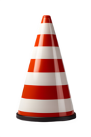 traffic cone isolated on transparent background ,red and white striped traffic cone ,generative ai png