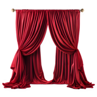 red curtain of performance stage png ,red curtain isolated on transparent background ,generative ai