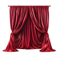 red curtain of performance stage png ,red curtain isolated on transparent background ,generative ai