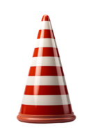 traffic cone isolated on transparent background ,red and white striped traffic cone ,generative ai png