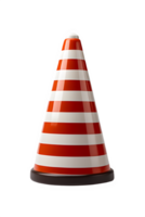 traffic cone isolated on transparent background ,red and white striped traffic cone ,generative ai png