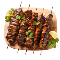 skewered barbecue meat isolated on transparent background ,generative ai png