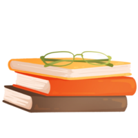 cute books with eye glasses png