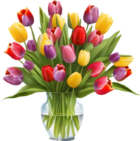 ramo de flores de tulipanes en un frasco. generado por ai png